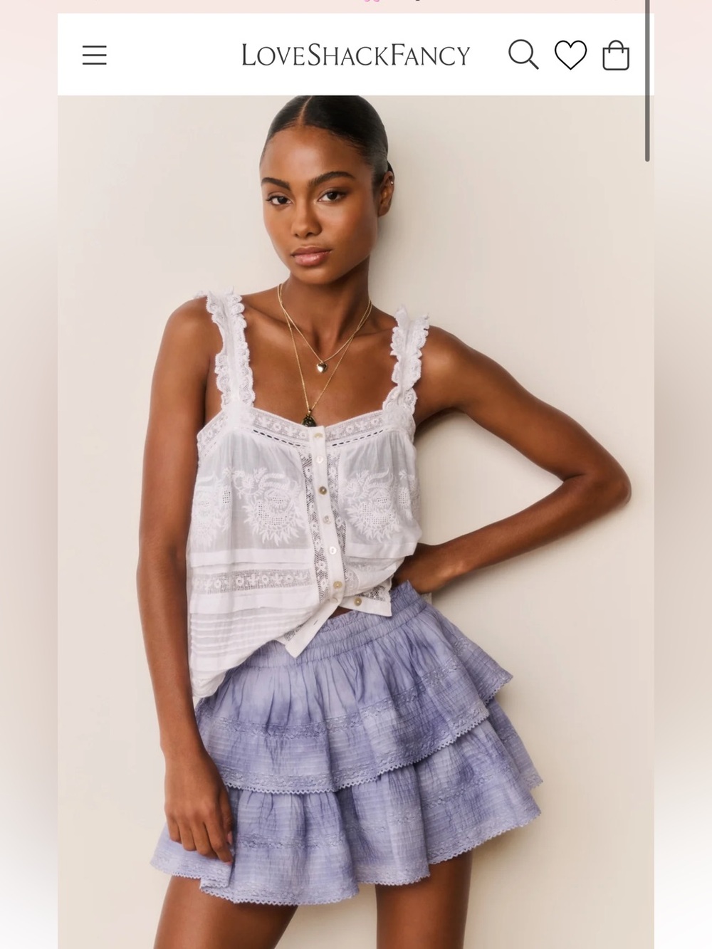 LOVESHACKFANCY Ruffle Mini Hand-Dyed Skirt Color: Blue Indigo Ice. Size P (XS).